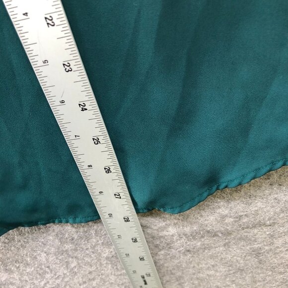 Express Portofino Shirt Womens M Emerald Green Chiffon Roll Tab Sleeve - Picture 9 of 9